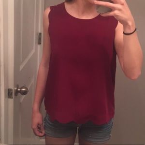 burgundy scalloped top